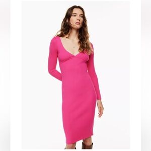 Pink Valentine’s Day 💖✨V-Neck Ribbed Dress